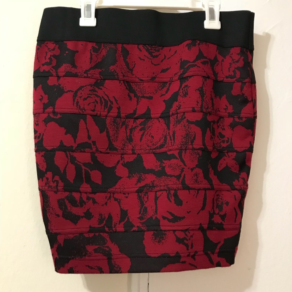 2 for $10 Dark Red Floral Bondage Skirt